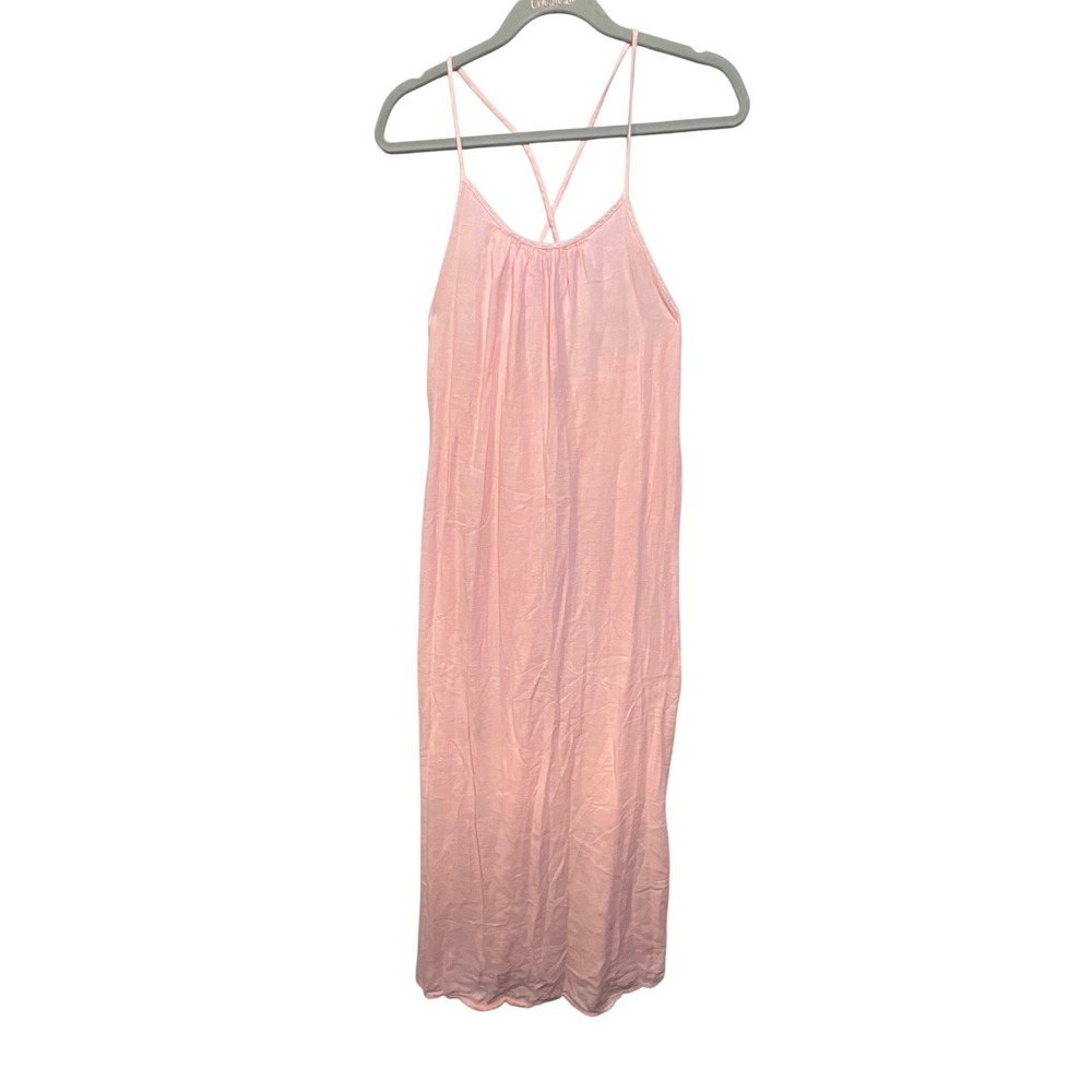 Aerie Womens Dress Midi Strappy Criss Cross Back XS Pink Gauze Cotton Summer